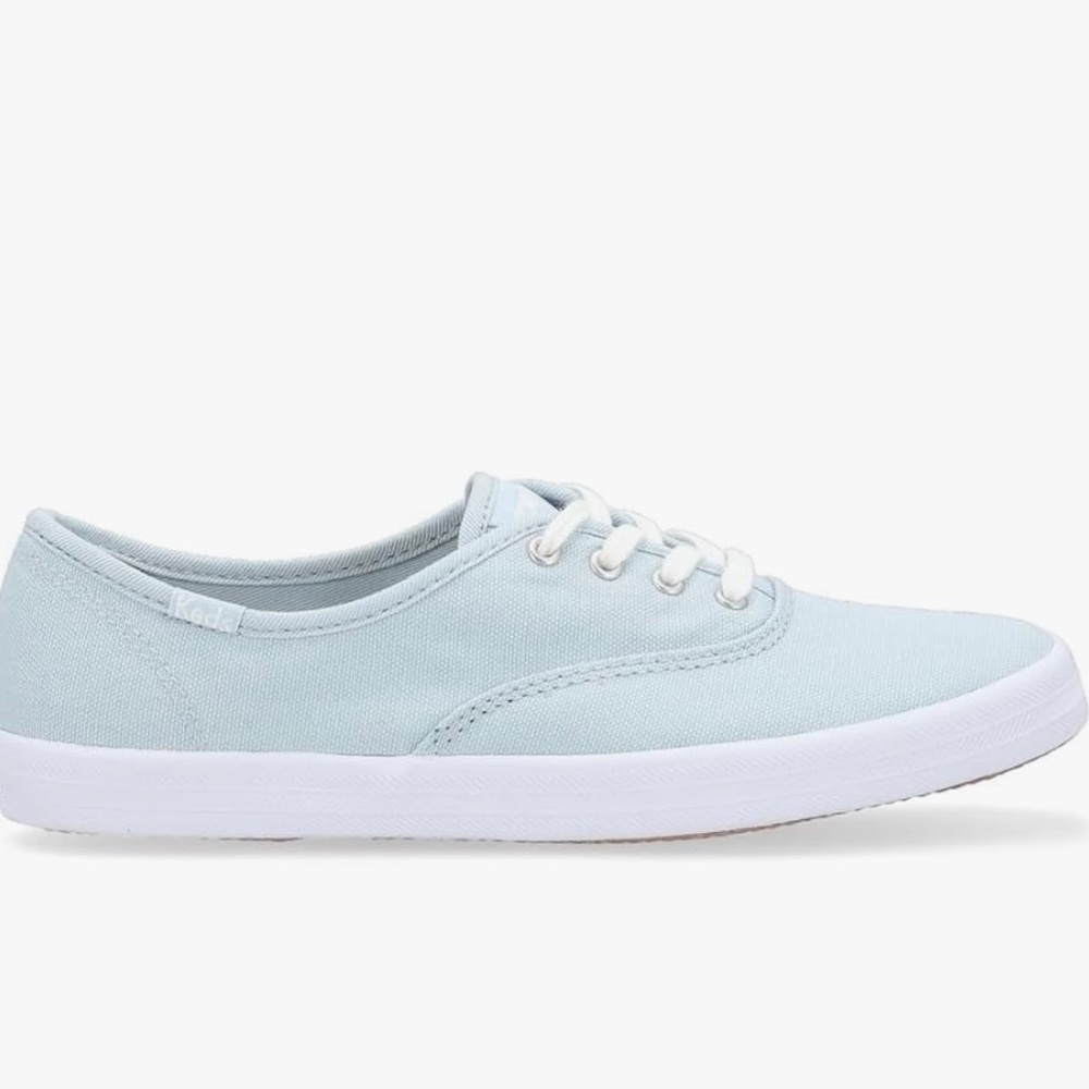 KEDS Champion shoes, light blue canvas.